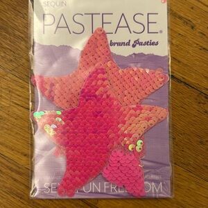 Pastease Hot Pinkl Iridescent Flip Sequin Starfish Mermaid Nipple Pasties NWT